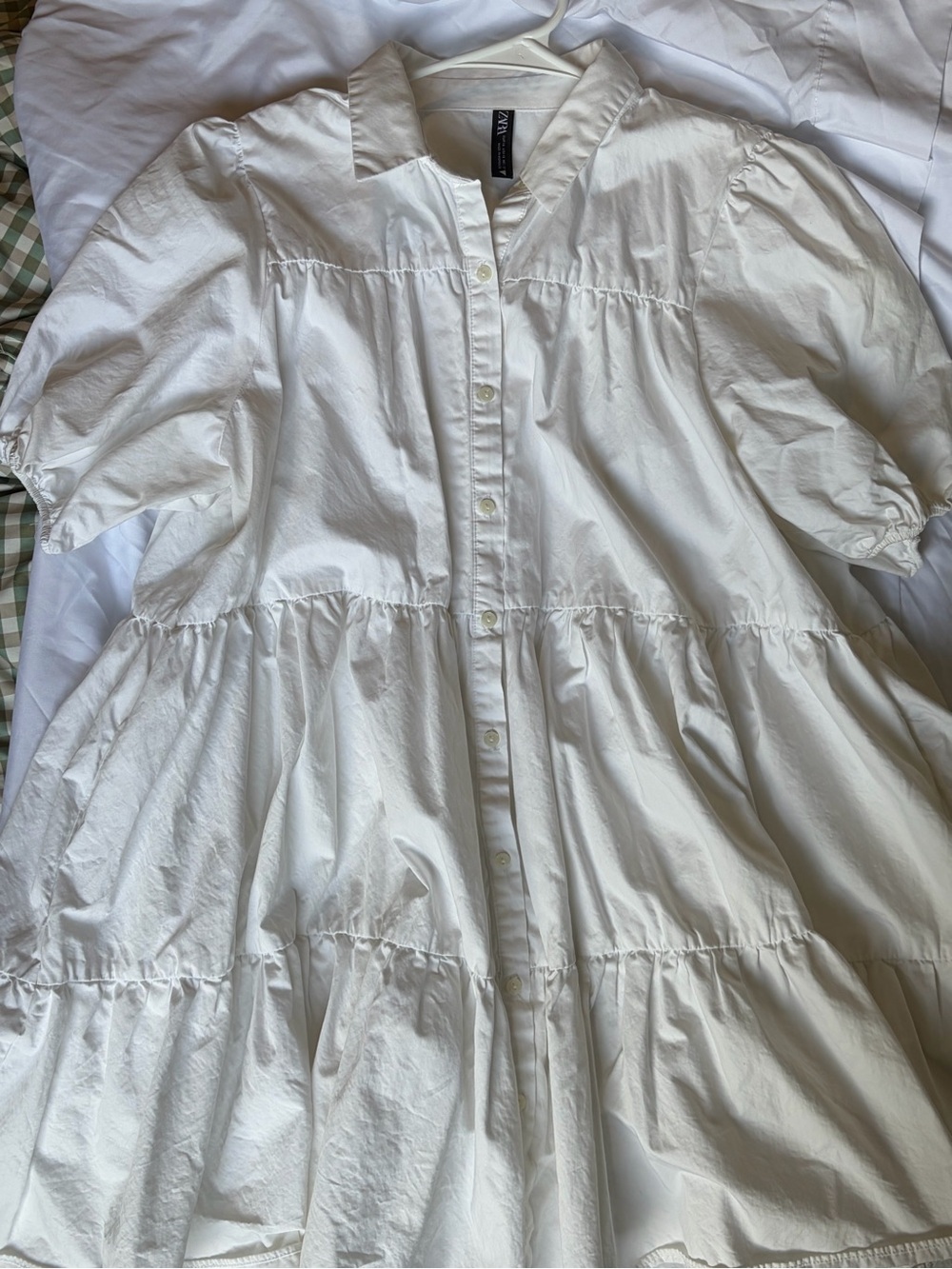 Zara White Tiered Midi Dress